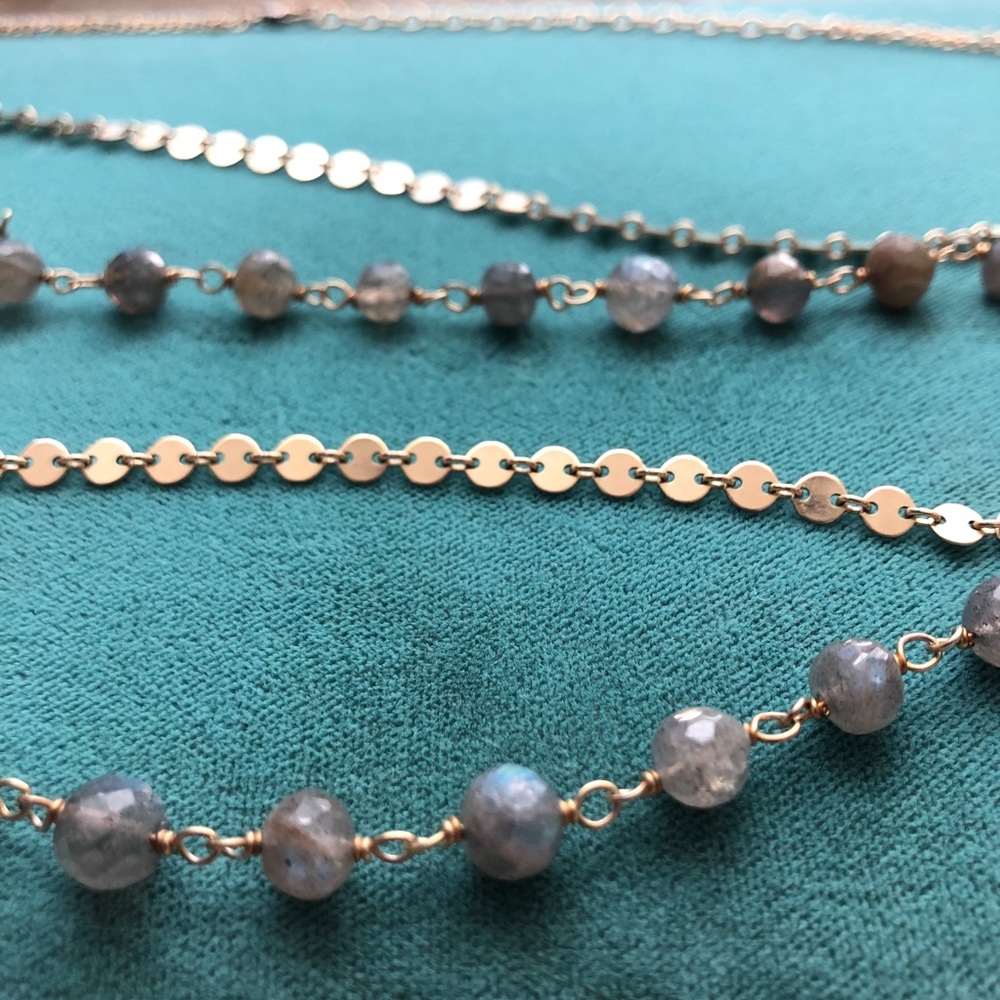14K Gold and Labradorite Double-layer Necklace